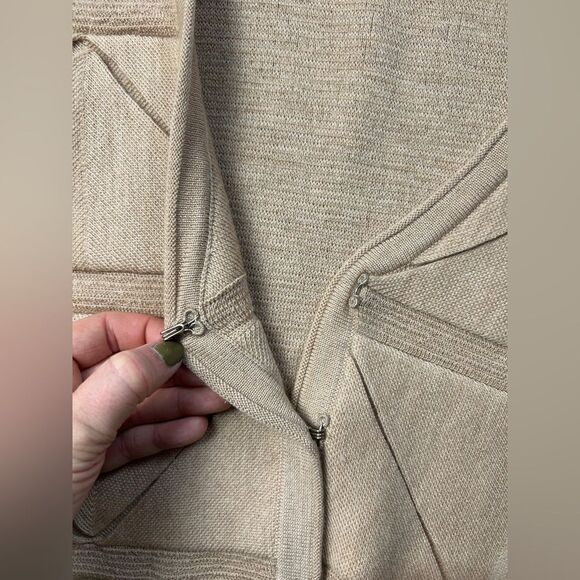 3.1 PHILLIP LIM | Folded Triangle Tan Cream Wool Cardigan - Picture 4 of 9
